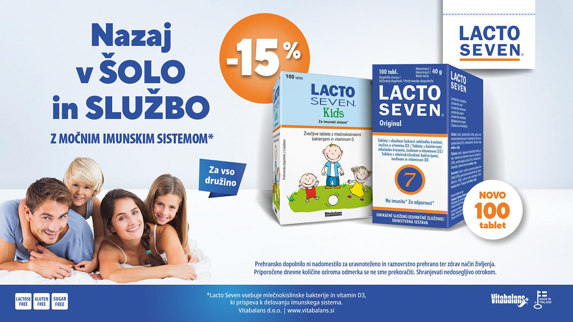 Akcija Lacto Seven: 15 % popust na Original in Kids, 100 tablet